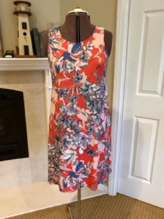 Chico's Dresses & Skirts - Chico’s Floral Sleeveless Shift Dress Orange Blue Size 0